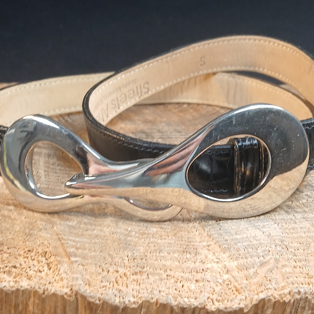 Streets Ahead Leather Belt Nbel Italy Modernist Silver Buckles
